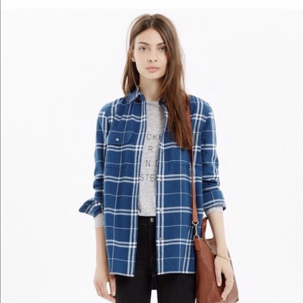 Madewell Ex-Boyfriend Flannel Shirt in Aurora Plaid